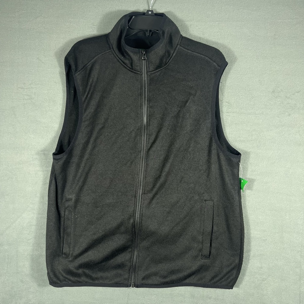 dip Men's Full Zip Fleece Vest Charcoal Size L Lightweight Mock Neck Jacket